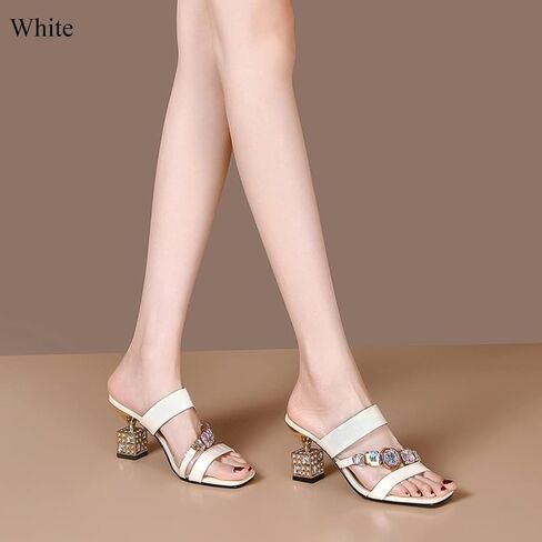 Women's Sandals Shiny Diamond Chunky Heel Open Toe Sandals,Beach Fashion Casual Slip-On Shiny Platform Sandals. in Kuwait