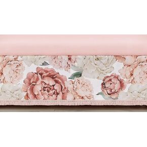 Sweet Jojo Designs Blush Pink Boho Shabby Chic Floral Girl Baby Crib Skirt – Bed Dust Ruffle Bedskirt for Nursery Off White Ivory Bohemian Vintage Watercolor Flower Elegant Pastel Light Fringe Tassel
