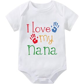 I Love My Nana New Born Baby Girls Clothes Short Sleeve Coming Home Outfits for Baby Boy White Newborn Onsies0-3 M