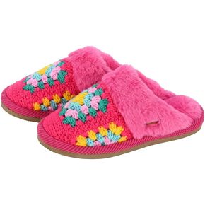 C.C Pattern Knitted Slip-On Slippers With Faux Fur Lining Indoor-Outdoor House For Women