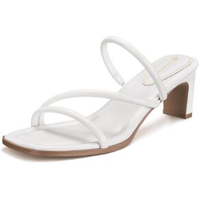ALICEPUB Slip On Strappy Heels Comfortable 2inch Chunky Heels Square Open Toe Heeled Sandals Low Short Heels Summer Sandals