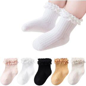 Toddler Socks Baby Princess Little Girls Lace Flower Stripe Crew Socks