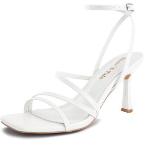 Shoe'N Tale Women's Strappy Heels Stilettos Sandals High Heel Ankle Buckle Square Toe Dress Shoes
