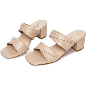Summer Sandals for Women 2024 Heeled Sandals Dressy Chunky Sandals Block Heel Sandals Summer Heels Low Heel Sandals Two Strap Sandals 2 inch Heels Comfy Heels Square Toe Sandals