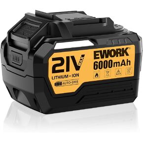 EWORK 21V MAX Lithium Ion Battery 6.0Ah, Upgraded LED Battery Indicators (EK-6.0RB)