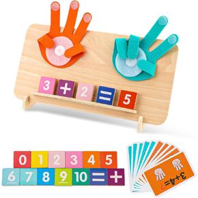 Kids Math Manipulatives Toys, Premium Educational Learning Number Toy Montessori Math Game Number Counting Blocks Finger Counting Math Toy Learn While Playing for Kids Home School Supplies