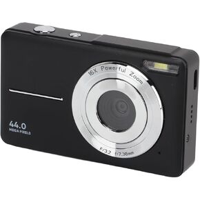 1080P Digital Camera 44MP 16X Zoom Autofocus 2.4 Inch IPS Screen, Portable Pocket Camera for Travel, Graduation, Wedding (Black)
