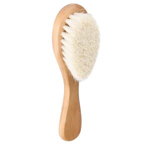 Baby Hair Brush,Wooden Handle Soft Goat Hair Baby Infant Head Massage Grooming Comb Newborns Toddlers Wood Hairbrush for Scalp Health Prevent