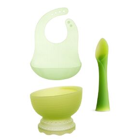 Olababy Advanced Feeding Set Fold N Go Silicone Baby Bib w Travel Case (Kiwi)