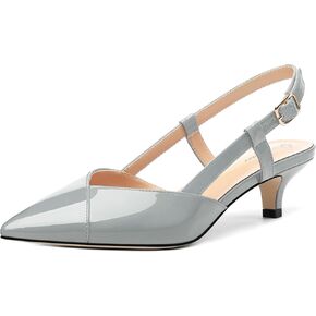 Womens Slingbacks Pumps Low Kitten Heel Pointed Toe Sandals Buckle Dress Shoes for Party Office Wedding 1.5 Inch