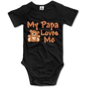My Papa Loves Me Romper Infant Cotton Baby Short Sleeve Bodysuit Novelty Jumpsuit Onesie for Baby Black