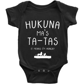 Hukuna Ma's Ta Tas Baby Funny Joke Lion Milk Hungry Present King Body Suit 0-24 Months White Short Sleeve