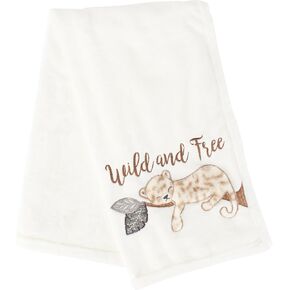 Levtex Baby - Serengeti Plush Blanket - Appliqued and Embroidered Cheetah on Cream Plush - Taupe, Grey, Brown and Cream - Nursery Accessories - Blanket Size: 30 x 40 in.