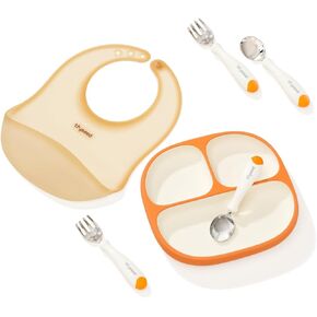 Baby Feeding Bib Fork Spoon Plate Toddler Flatware Set