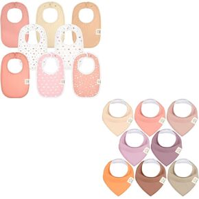 KeaBabies 8-Pack Organic Baby Bibs for Girls & Boys and 8-Pack Organic Baby Bandana Drool Bibs for Girls - Teething Baby Bibs for Boy, Girl, Super Absorbent Baby Bibs for Baby Girls