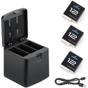 2 Packs Batteries 1800mAh forGoPro Hero 12 Black with 3 Channel Battery Charging Station, Fully Compatible with Hero 12/Hero 11/Hero 10/Hero 9 Black Camera-Type-C Quick Charge