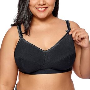 Gratlin Plus Size Cotton Nursing Bra Women's Breastfeeding Maternity Bra Comfort Support Wireless