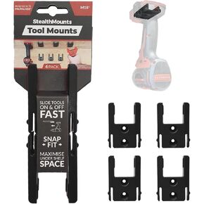 StealthMounts Tool Holder Compatible with Milwaukee M18 (4 Pack) - Black | StealthMounts Locking Tool Mounts | Made in The UK