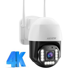 4K WiFi Camera Camera Outdoor ، 360 PTZ IP Camera Camera ، كاميرا مراقبة لاسلكية 8 ميجابكسل مع تتبع تلقائي ، و Wi-Fi 2.4/5 جيجا هرتز ، الكشف عن شخص/مركبة ، 1200 Lumens Color Night Vision