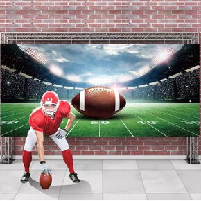 Preboun 13x6 ft Football Field Backdrop for Photography Extra Large Football Sport Fan Background Banner Football Backdrop Studio Photo Props for Football Themed Party Decorations Birthday Party