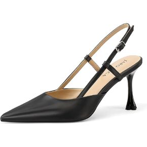 مضخات Slingback المدببة الأنيقة للنساء مع حزام مشبك قابل للتعديل والصنادل ذات الكعب العالي من أخمص القدمين ، مثالية للأحداث المسائية والمناسبات الرسمية
