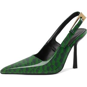 Esvowido Women's Slingback High Heel Pumps Square Pointed Toe Comfort Heels for Women 4" Stiletto Dress Shoes Slip On High Heel Pumps Shoes