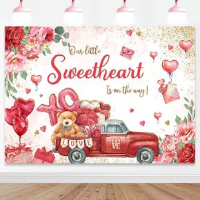 Mocsicka Valentine's Day Baby Shower Backdrop 7x5ft Valentine's Day Theme Baby Shower Decorations Background A Little Sweetheart is on The Way Photography Background