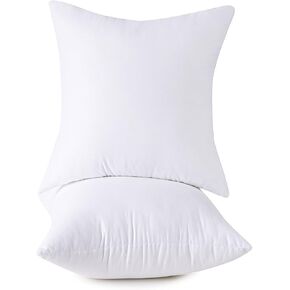 Set of 2, Cotton Cover Decorative Throw Pillow Insert, Square, 18x18 Inch