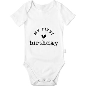 My First Birthday Bodysuit, Baby Boys Girls Cotton Romper Jumpsuit Outfits Short-Sleeve Toddler 0-24 Months