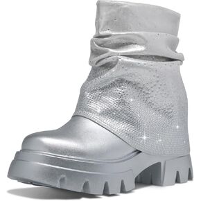 RKQ Zebra platform combat boots for women Low Chunky Heel Adjustable Lace-Up Vamp Inside Zipper Mid Calf Boots Fashion Party Daily Wear leisure Lug Sole Boots