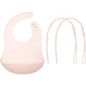 Olababy Silicone Strap (2 Straps, Coral) Fold N Go Silicone Baby Bib w Travel Case (Coral)