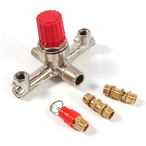 Marhynchus Piston air compressor, Double Outlet Tube Alloy Switch Pressure Regulator Valve Fit Part