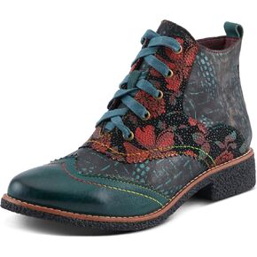 Spring Step L'Artiste Muggianahi Women's Oxford Bootie - Metallic Print, Textured Pin Dots, Fashion-Forward & Comfortable