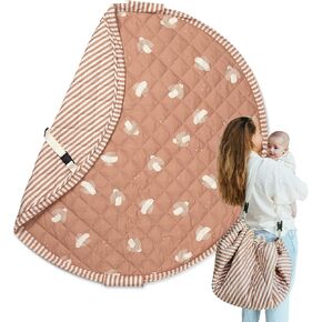 Blooom 2-in-1 Quilted Baby Play Mat & Storage Bag | Portable, Soft, and Convenient | Perfect for Travel & On-The-Go | Portable Play Mat for Baby & Toddler | Oekotex Cotton (Confetti, 47 Inches)