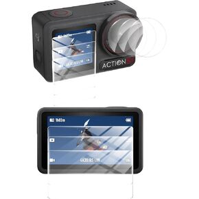for DJI Osmo Action 5 Pro Screen Protector,WUNIAK Ultra Clear Tempered Glass Screen Protector + Tempered Glass Lens Protector + Tempered Glass Front LCD Display Film,Anti-Scratch，[9pcs]