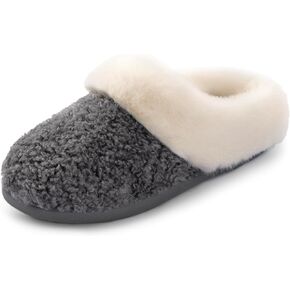 RockDove Women's Plush-Fleece Shearling Slip-On, Size 7-8 US Women, Grey