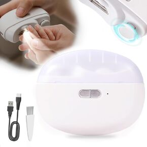 Electric Baby Nail Clippers with LED Light, USB Rechargeable Baby Nail Trimmer Electric, Nail Polisher 2 in 1 Design Electric Nail File Baby, Safe Nail Care for Infants Kids Children and Adult