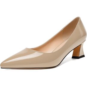 NUMALEO Womens Slip On Evening Patent Sexy Solid Pointed Toe Chunky Low Heel Pumps Shoes 2 Inch