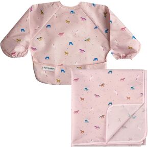 Tiny Twinkle Mess-proof Splat Mat and Full Sleeve Bib, machine washable, babies and toddlers 6-24 months