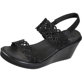 Skecherers Rumble's Rumble على Wedge Wedge Wedge ، الأسود/الأسود ، 7 عريض