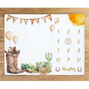 Western Milestone Blanket Baby Boy, Western Cowboy Theme Baby Monthly Blanket, Cowboy Newborn