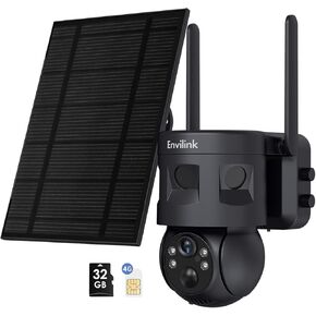 4G LTE 180 Auto Tracking Outdoor Security Camera, No WiFi Solar Camera with SIM Card, 360° Live View, 2K Color Night Vision, PIR Motion Sensor, 2 Way Talk