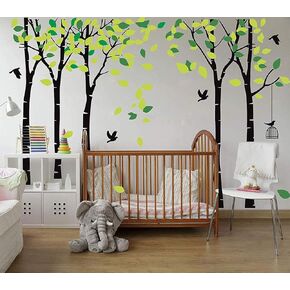 Giant Jungle Tree Wall Decal Tree Wall Sticker Removable Vinyl Sticker Mural Art Kids Room Nursery Bedroom Living Room Decoration (103.9x70.9) (Black)