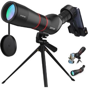 20-60x65 Spotting Scope with Tripod, 45 Degree Angled, BAK4 Prism FMC Lens Waterproof Spotting Scopes for Target Shooting/Bird Watching/Astronomy/Wildlife Scenery with Phone Adapter, Carry Bag