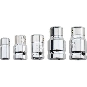 TAODAN 5 Pieces Square Drive Hexagonal Sleeve Bit Converter Set Silver Chrome Vanadium Steel 6.3-10mm Screwdriver Bit Connector