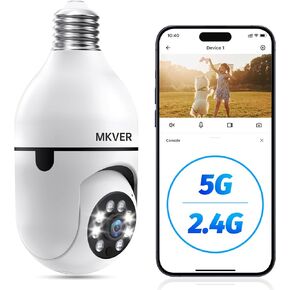 2K Light Bulb Security Camera,5G&2.4Ghz Security Camera,360° Motion Detection and Alarm Outdoor Camera,Cameras for Home Security,Two-Way Talk,Color Night Vision