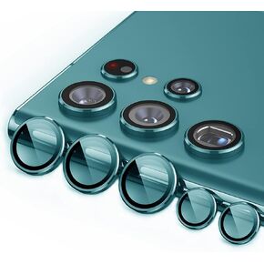 S22 Ultra Camera Lens Protector, 9H Tempered Glass Anti Scratch Aluminium Alloy Plus Decorative Camera Cover Accessories for Samsung Galaxy S22 Ultra Green