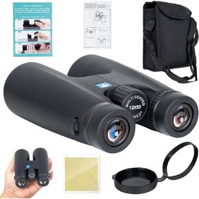12x50 HD Binoculars for Adults High Powered, HD Large View Binoculars with Clear Low Light Vision, Lightweight Waterproof Binoculars for Bird Watching Hunting, Green