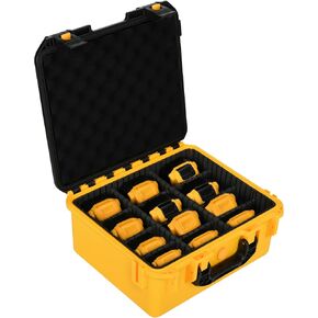 Case for Dewalt 20V Max Battery: Large Waterproof Hard Case for Dewalt 20V/12V/60V Battery/Charger, Battery Organizer Storage Box with 9 Dividers for 1.5/2.0/4.0/5.0/6.0/9.0/12.0ah Battery (Case Only)