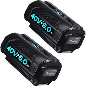 40V 6.0Ah Battery Replacement for Ryobi 40Volt Battery OP4040 OP40601 OP4026 OP40261 OP40401 OP40501 OP4015 OP40602 OP40404 OP40603 Compatible with Ryobi 40V Cordless Power Tools 2-Pack